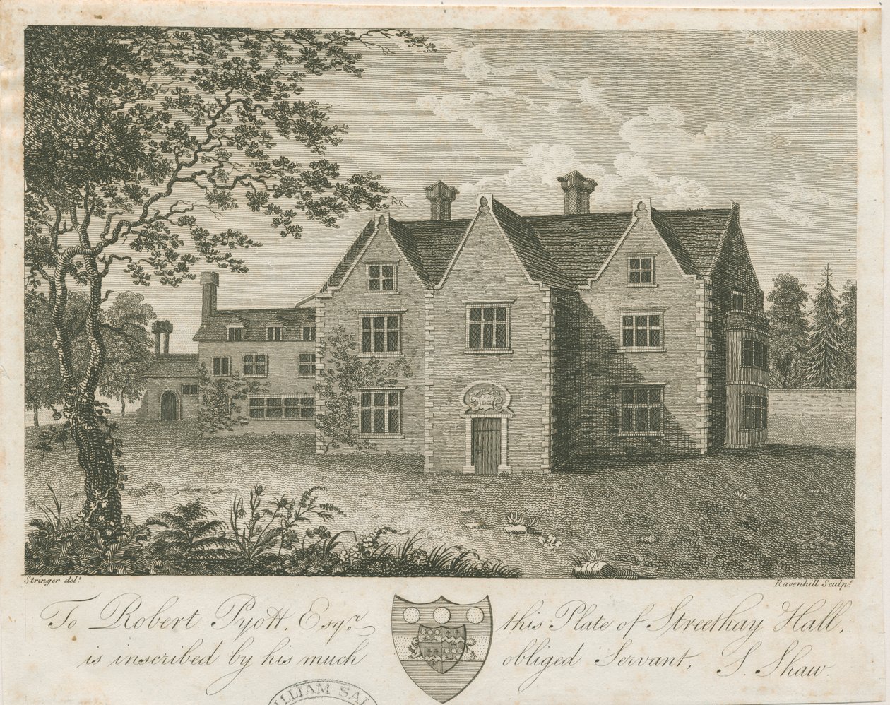 Streethay Hall: rycina, bd [koniec XVIII w.] (druk) autorstwa Stebbing Shaw