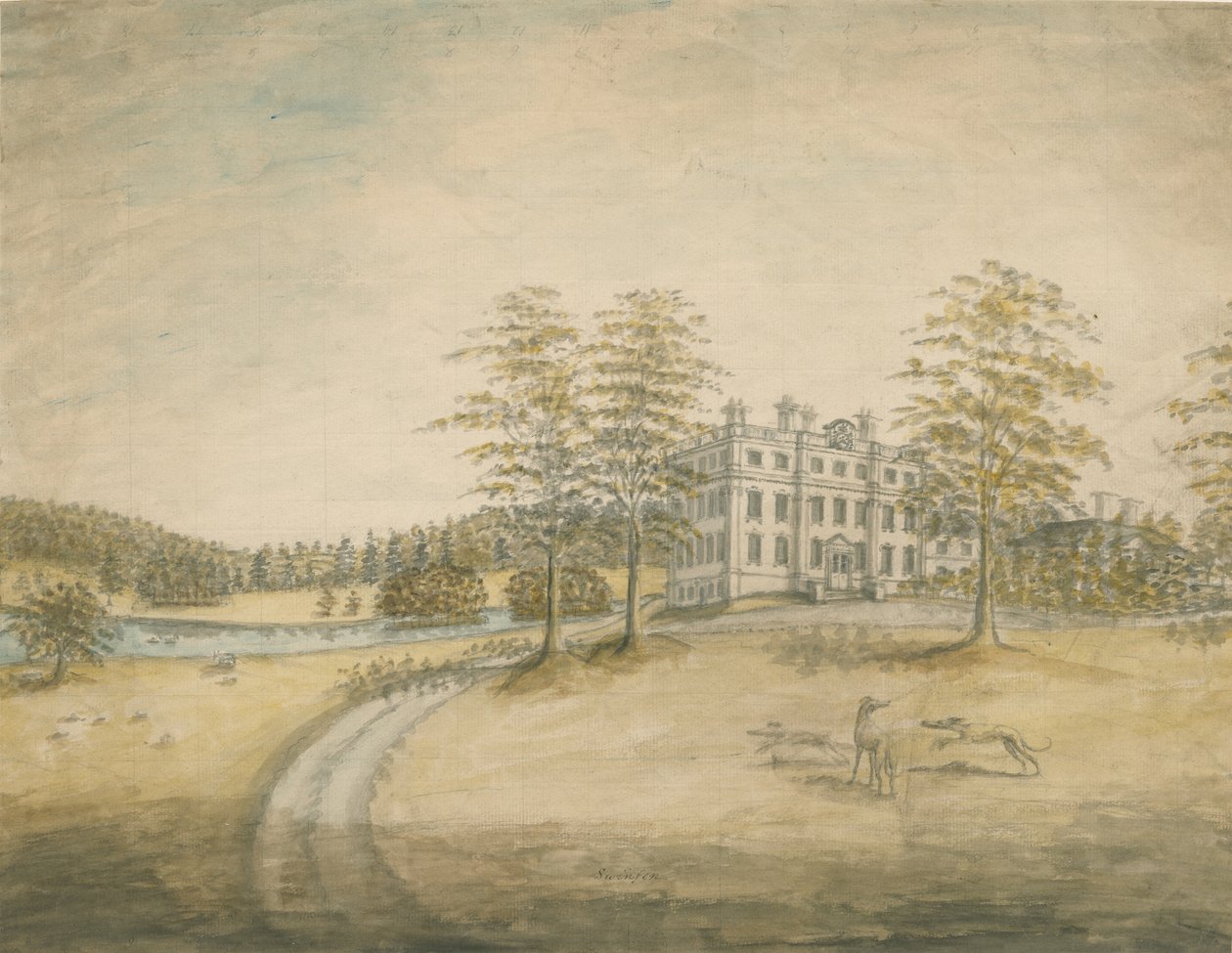 Swinfen Hall: malarstwo akwarela i [ok. 1762-1798] autorstwa Stebbing Shaw