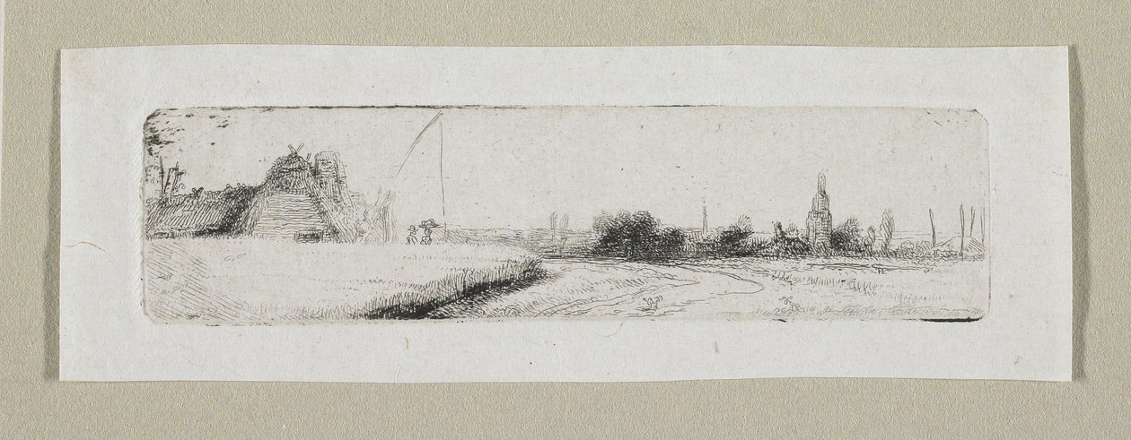 Paisagem pequena com Villagepolish distante autorstwa Stefan Juliusz Norblin de la Gourdaine