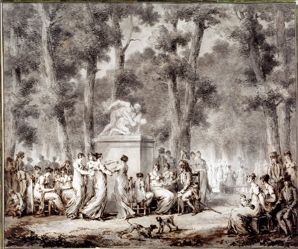 Widok na taras Tuileries w 1807 Światowe wyjście do parku. Rysunek autorstwa Jean Pierre Norblin De La Gourdaine (1745-1830) autorstwa Stefan Juliusz Norblin de la Gourdaine