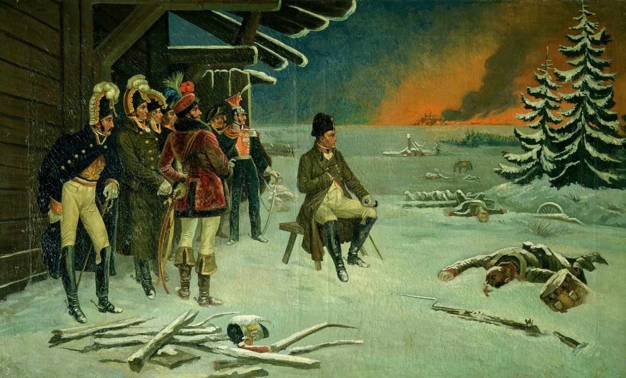 Napoleon w Maloyaroslavets (olej na płótnie) autorstwa Stefan Vladislavovich Bakalowicz