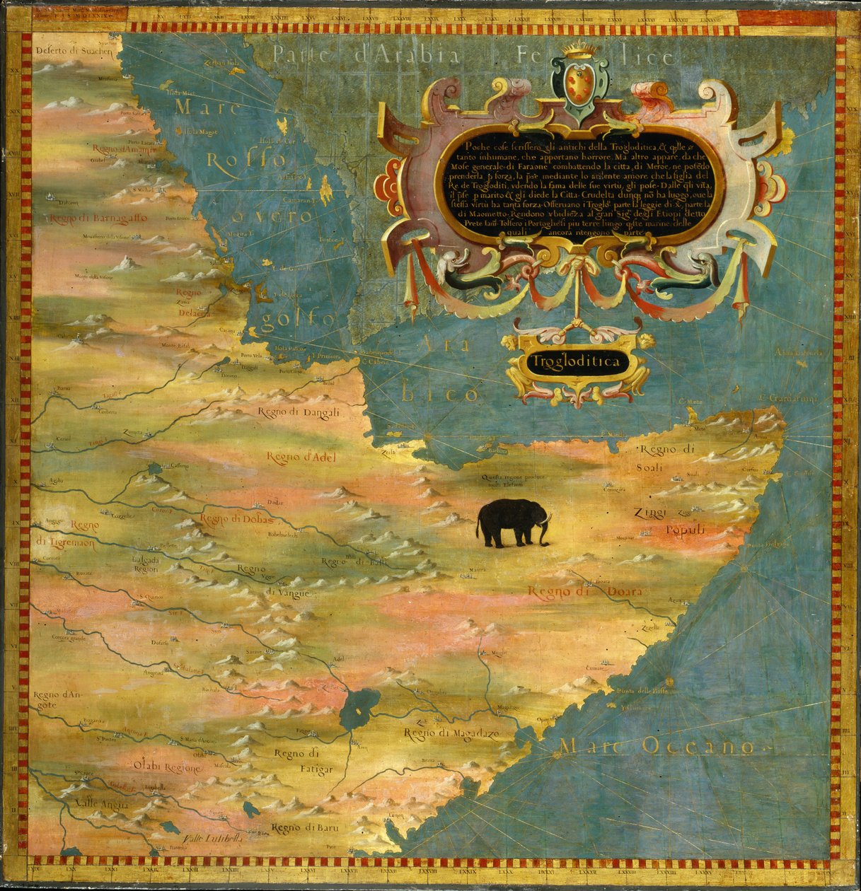 Róg Afryki: Etiopia i Somalia (Afryka) autorstwa Stefano Bonsignori 1589