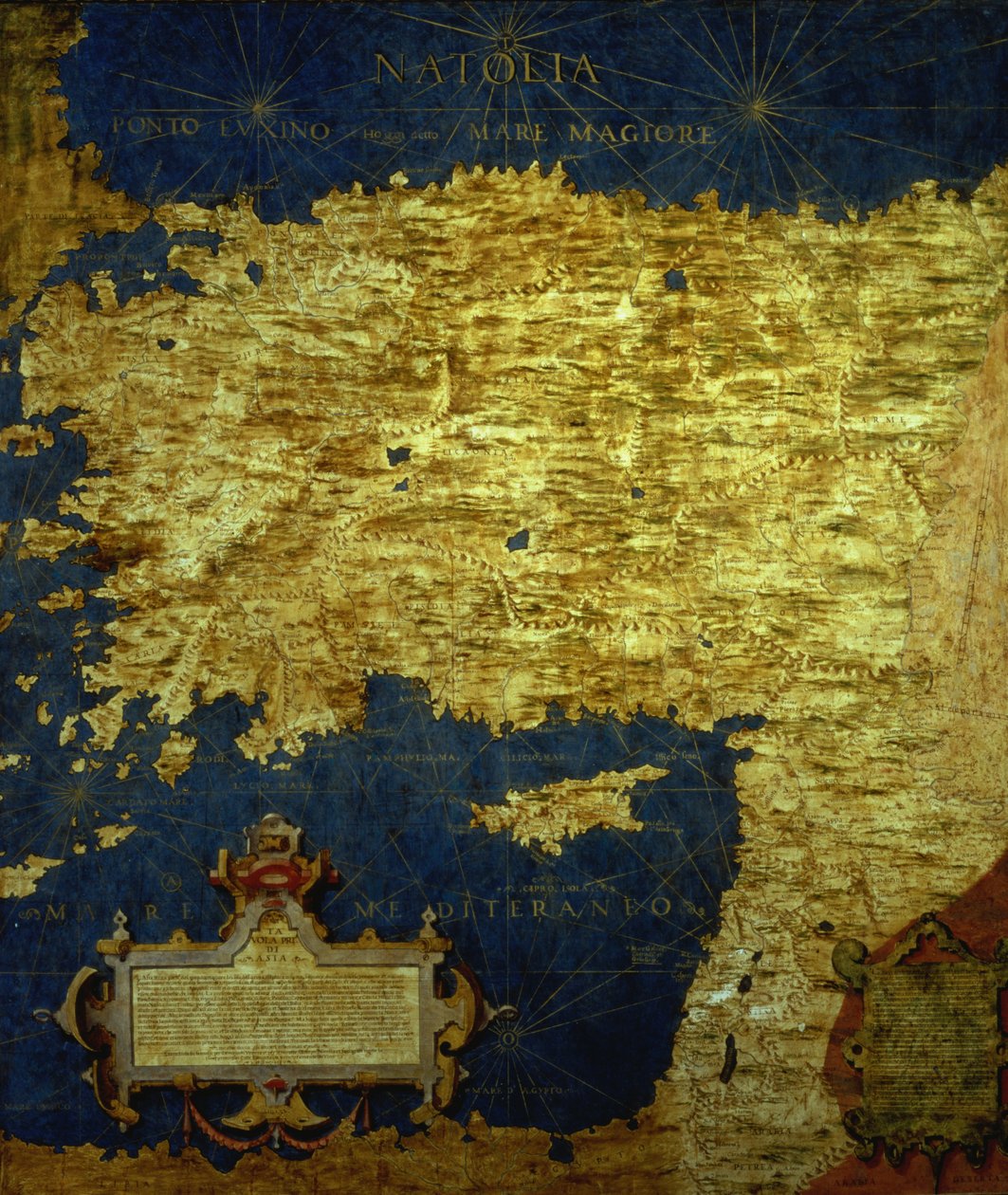 Mapa XVI-wiecznej Turcji, z „Sala delle Carte Geografiche” (Sala Map Geograficznych) 1575 autorstwa Stefano Bonsignori