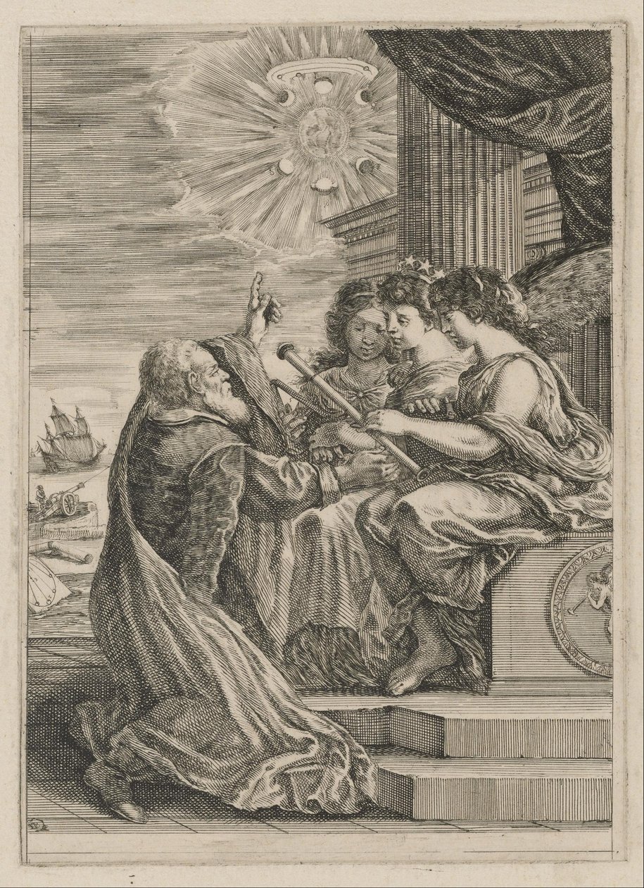 Frontyspis Opere de Galileo Galilei autorstwa Stefano della Bella