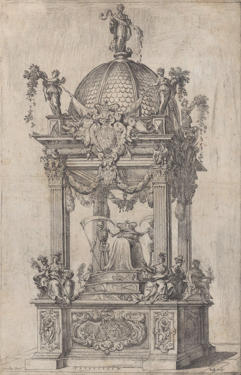 Katafalk Filipa IV Hiszpanii, ca. 1665 autorstwa Stefano Camogli