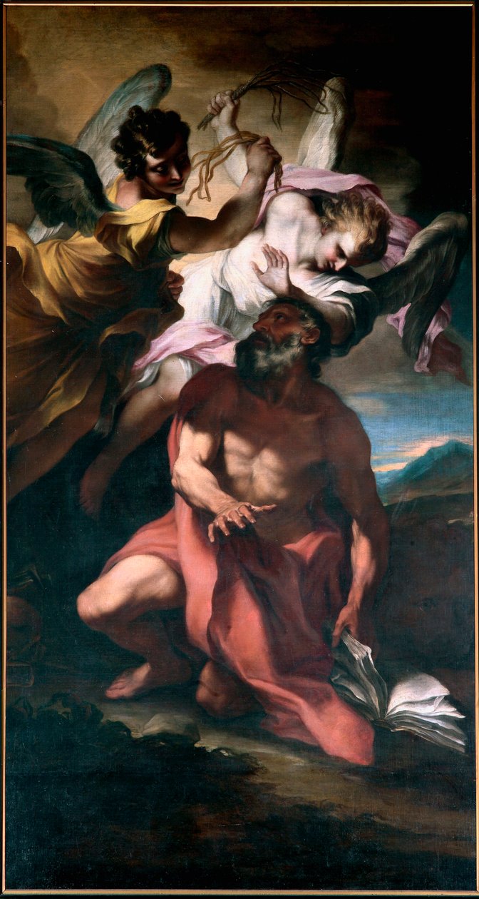 Wici świętego Hieronima autorstwa aniołów Obraz Stefano Maria Legnani (il Legnanino) (1660-1715) Geny, kościół San Girolamo autorstwa Stefano Maria Legnani