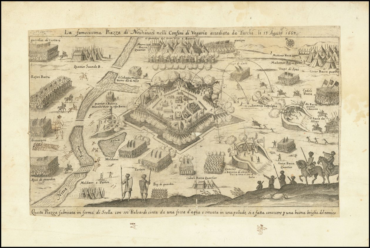 Słynny plac w Neuhausel na Węgrzech oblężony przez Turków 13 sierpnia 1663 r. autorstwa Stefano Scolari