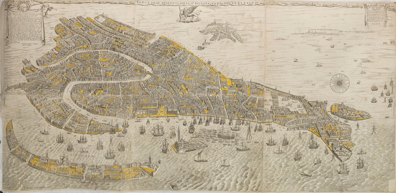 Prawdziwy i prawdziwy rysunek miasta Wenecji. Panorama Wenecji, 1676. autorstwa Stefano Scolari