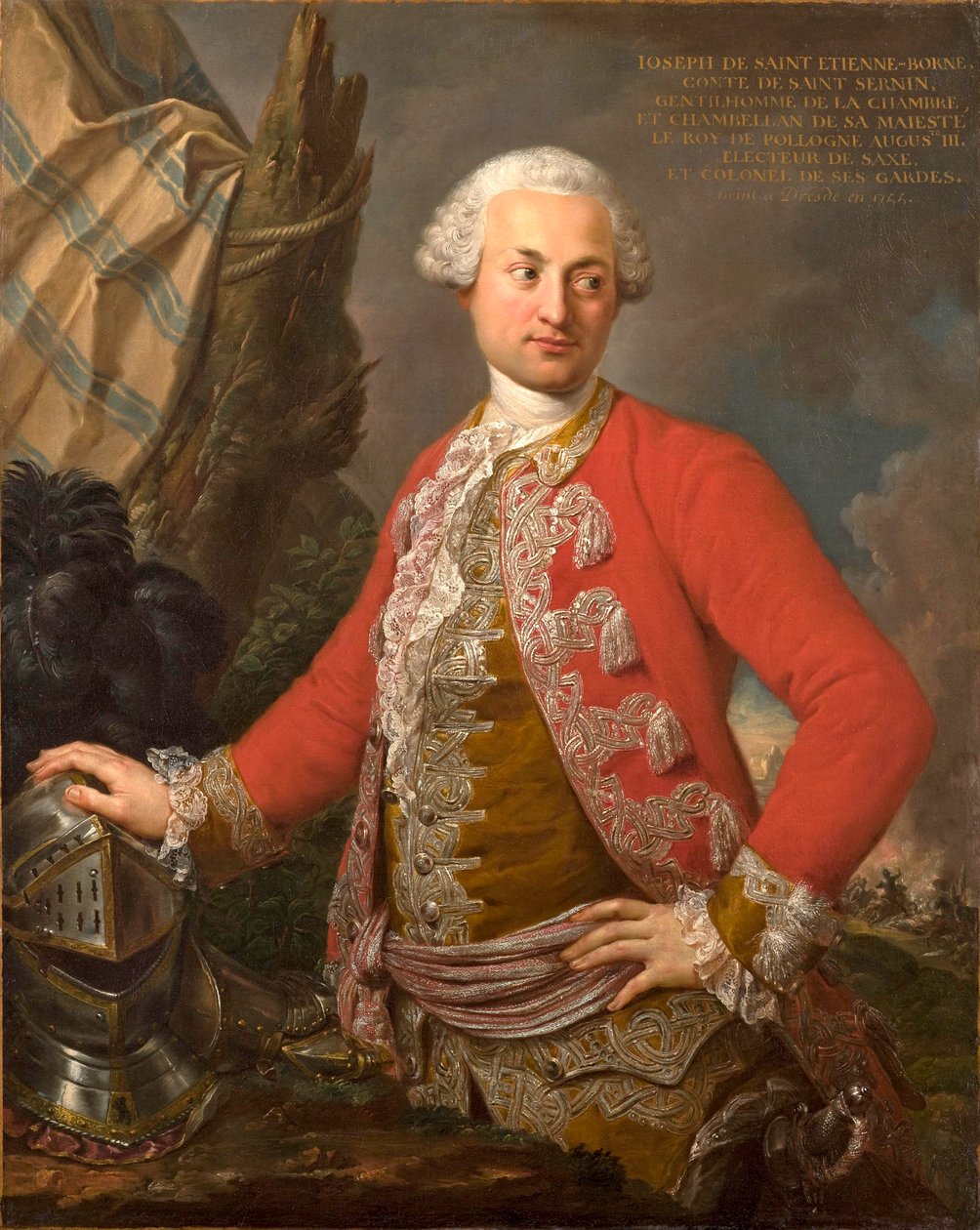 Portret Josepha de Saint Étienne Borne, hrabiego de Saint Sernin, królewskiego polskiego i elektorskiego szambelana saskiego, kapitana gwardii i adiutanta generalnego piechoty, 1755 autorstwa Stefano Torelli