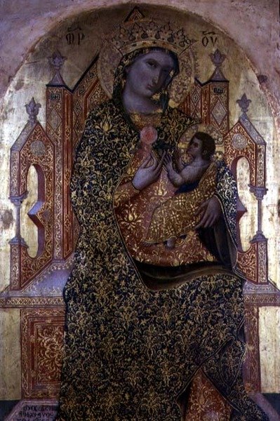 Madonna z Dzieciątkiem na tronie (tempera na panelu) autorstwa Stefano Veneziano
