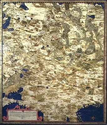 Mapa XVI-wiecznej Rosji, z „Sala delle Carte Geografiche” (Sala Map Geograficznych) 1575 (olej na panelu) autorstwa Stefano and Danti Egnazio Bonsignori
