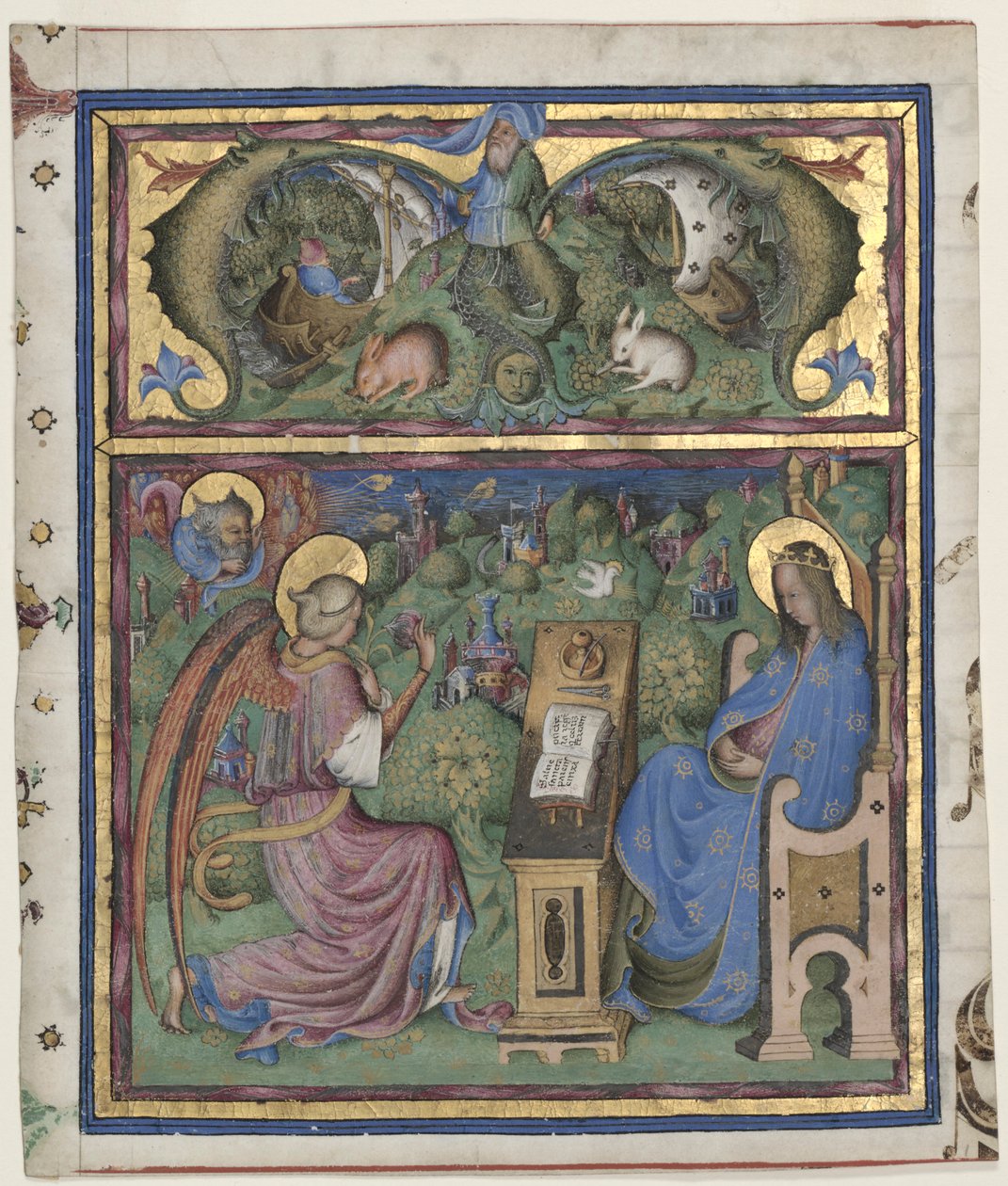 Początkowe M[issus est] wycięte z antyfonarza: Zwiastowanie, 1430-1438. autorstwa Stefano da Verona