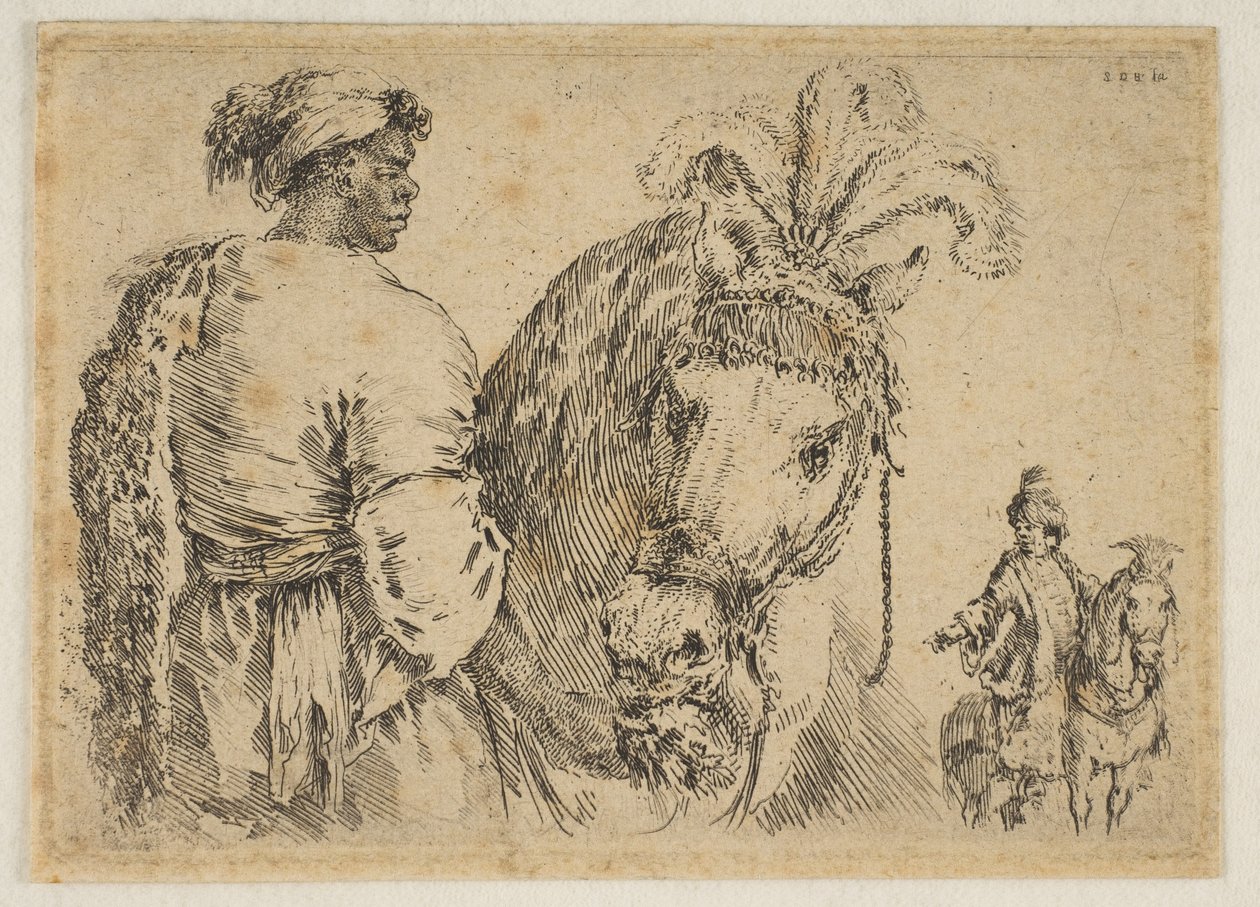 Murzyn karmiący konia, ca. 1662. autorstwa Stefano della Bella