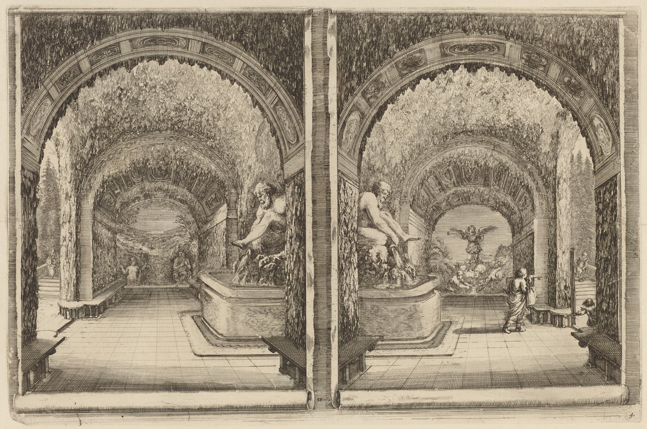 Grota widziana z dwóch różnych punktów widzenia, prawdopodobnie 1653. autorstwa Stefano della Bella
