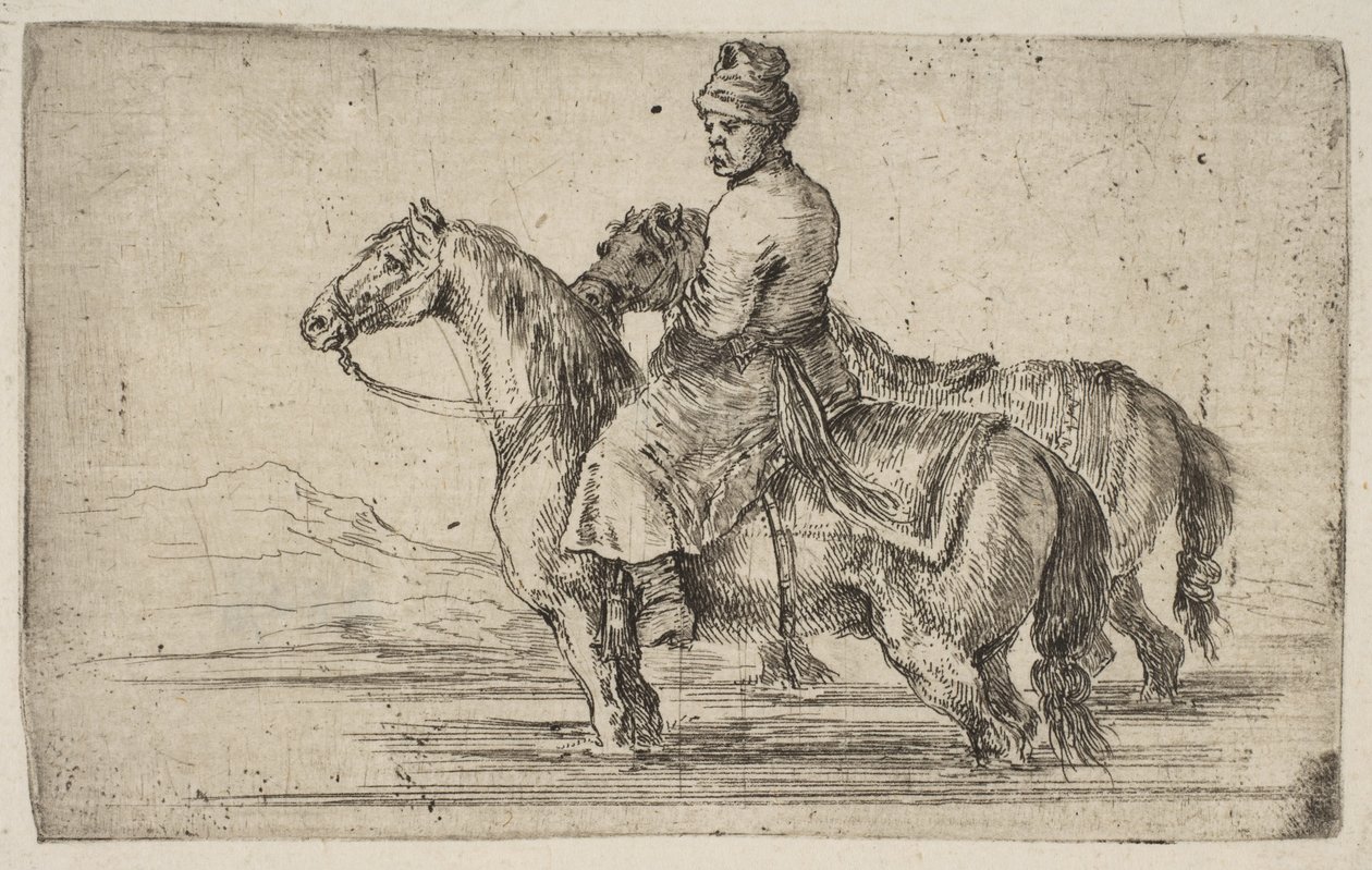 Polski Pan Młody Konie w kąpieliskach, ca. 1662. autorstwa Stefano della Bella