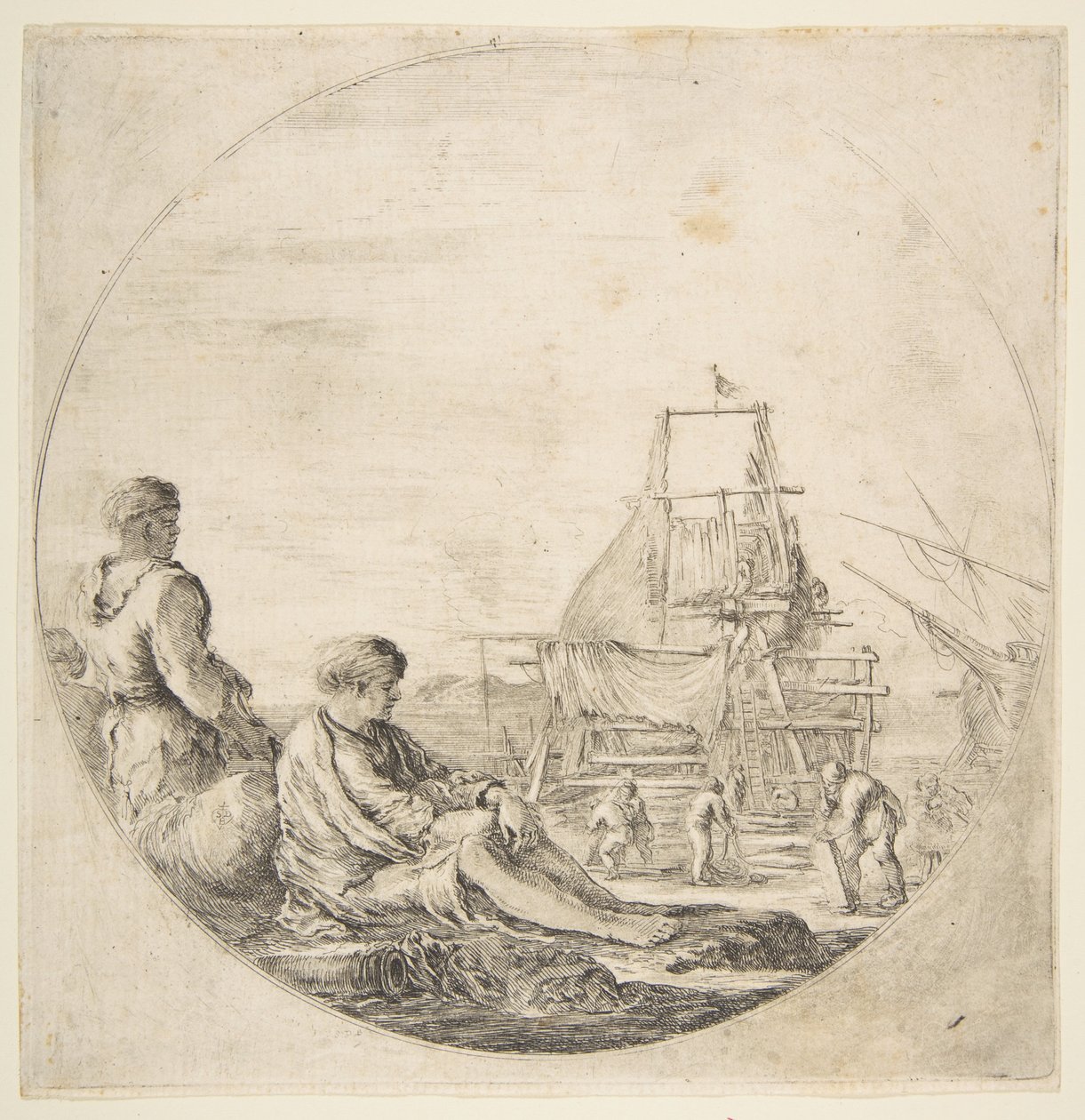 Siedzący biały marynarz, stojący czarny marynarz, ca. 1660. autorstwa Stefano della Bella