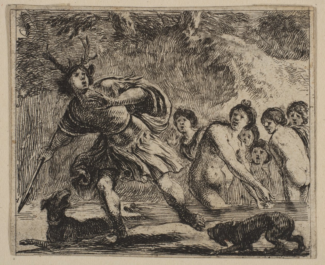 Acteon, z Game of Mythology Game of Mythology, 1644. autorstwa Stefano della Bella