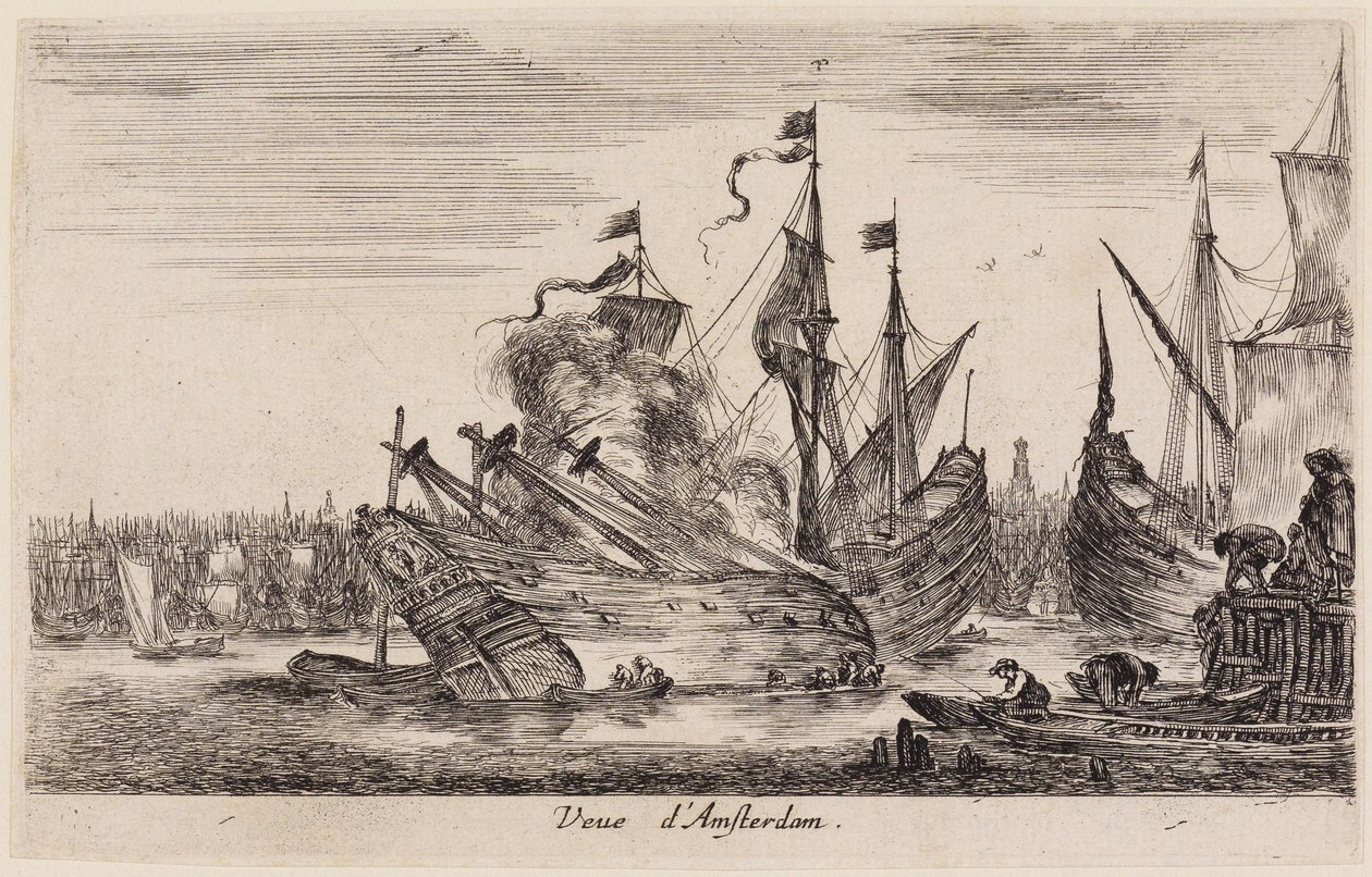 Widoki portów morskich (Vues de ports de mer): Widok Amsterdamu autorstwa Stefano della Bella