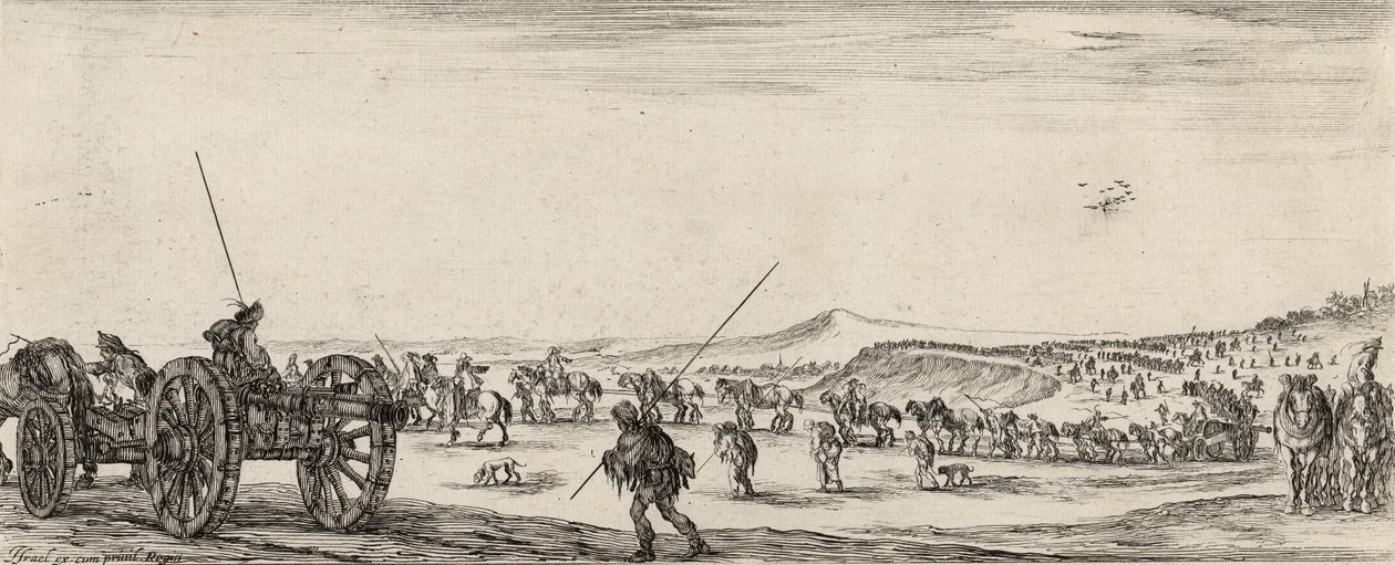 Inne Conduite de Cannons (akwaforta na papierze wykładanym) autorstwa Stefano della Bella
