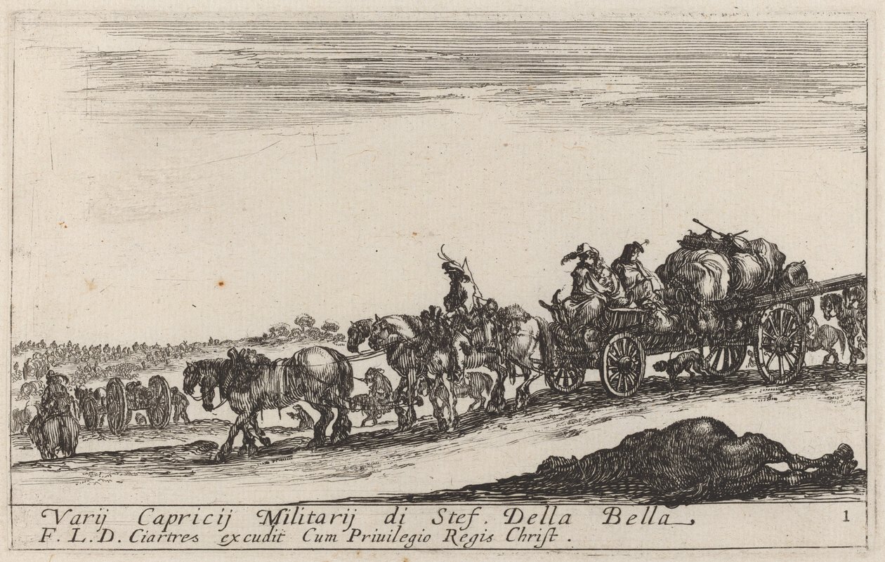 Pociąg bagażowy, ok. godz. 1641. autorstwa Stefano della Bella