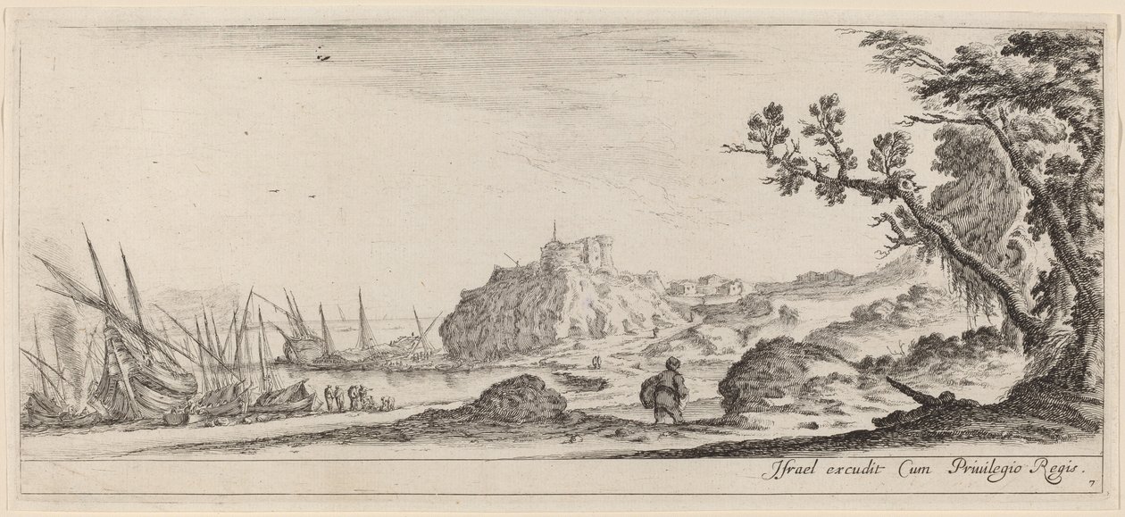 Łodzie na wybrzeżu, w roku 1647 lub wcześniej. autorstwa Stefano della Bella
