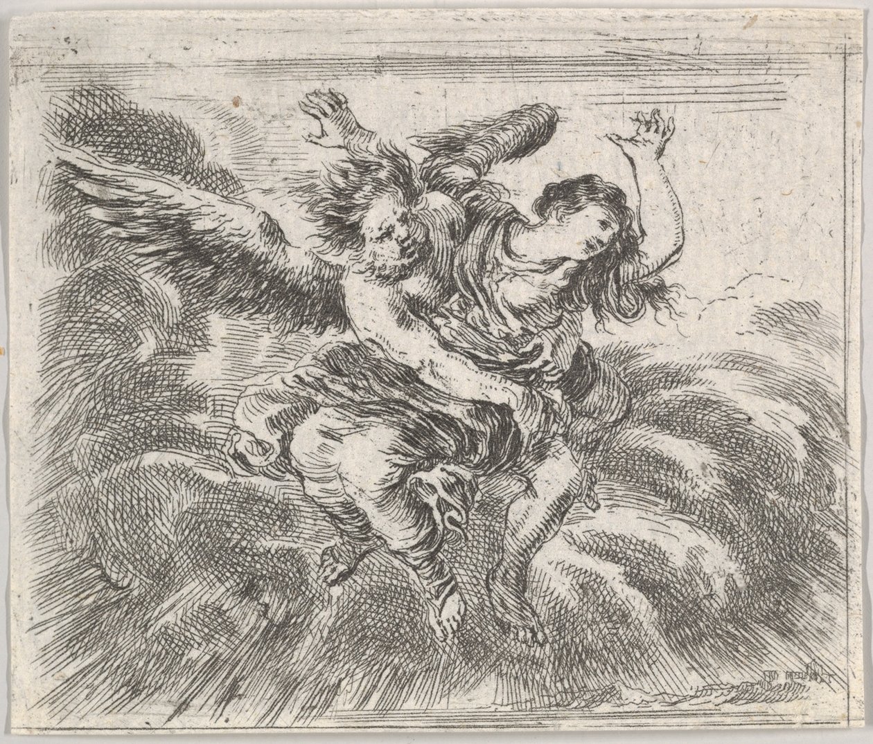 Boreas i Orithyia, z Game of Mythology Jeu de la Mythologie, 1644. autorstwa Stefano della Bella