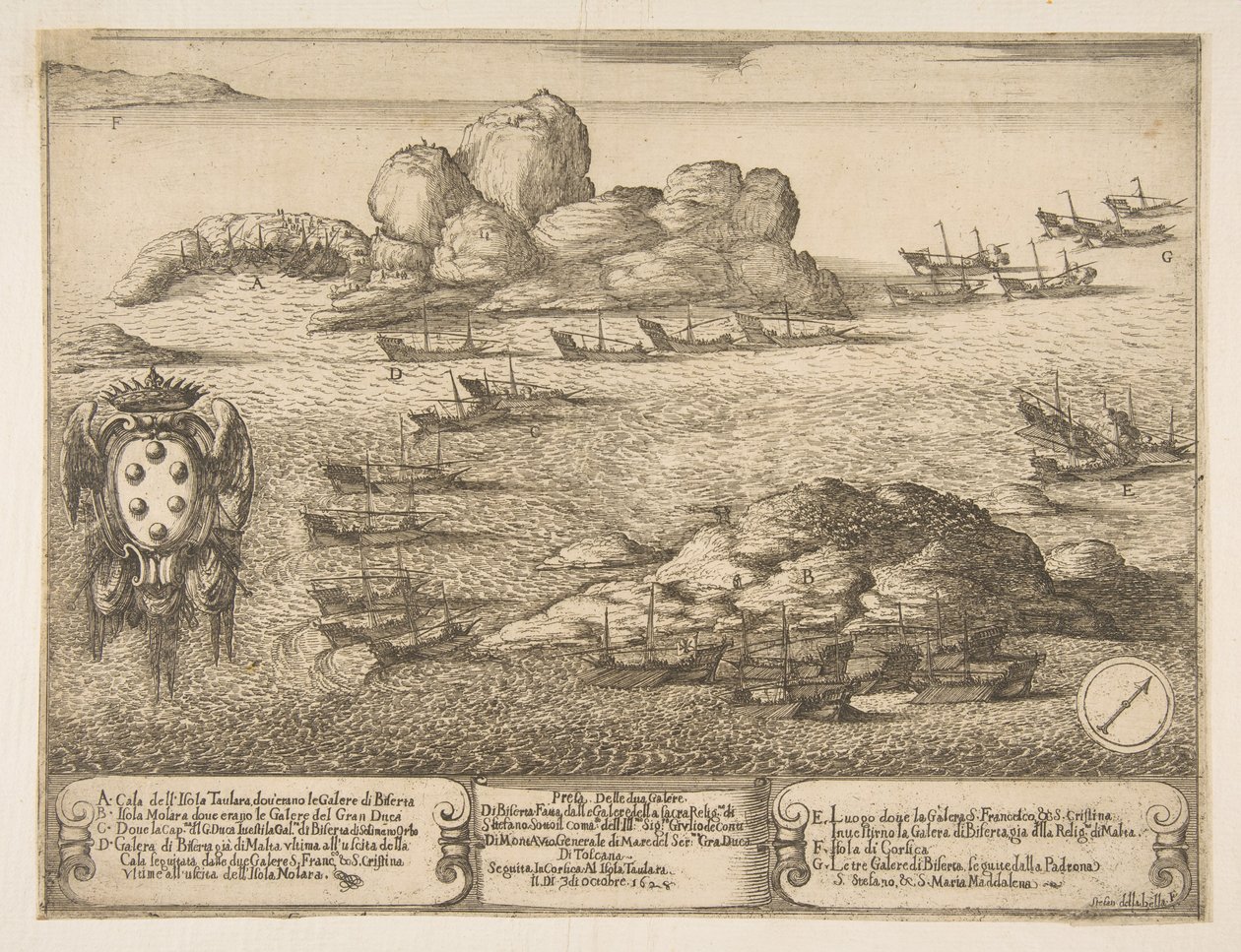 Zdobycie dwóch galer w Bysercie, 1628. autorstwa Stefano della Bella