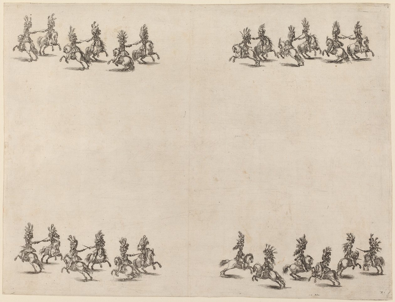 Kawalerowie walczący na miecze, 1652. autorstwa Stefano della Bella