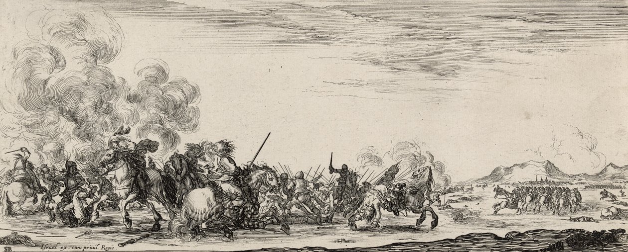 Choc de Cavalerie (akwaforta na papierze czerpanym) autorstwa Stefano della Bella