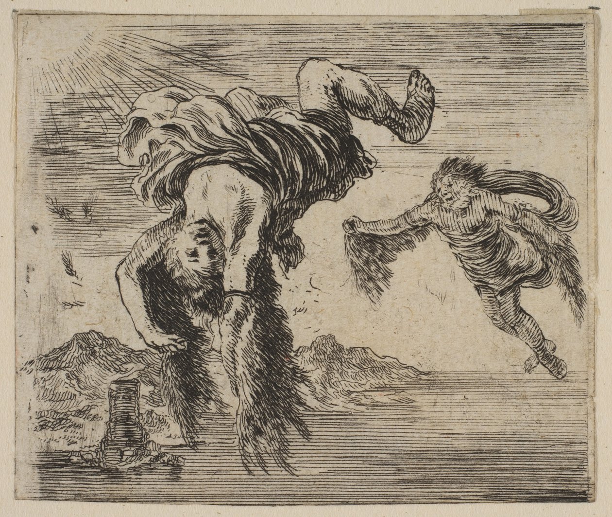 Daedalus i Icarus, z Game of Mythology Jeu de la Mythologie, 1644. autorstwa Stefano della Bella