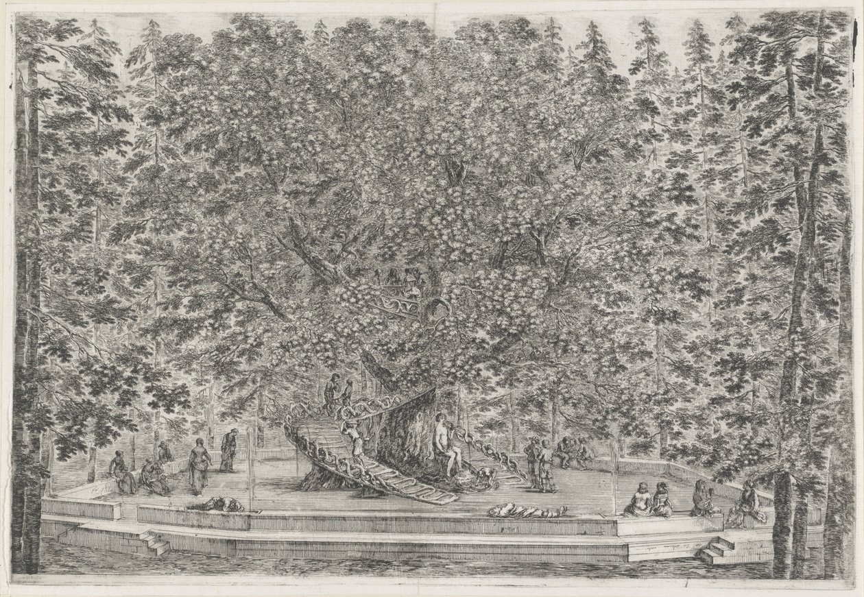 De bewoonde boom in de tuin van Villa Pratolino Villa Pratolino (tytuł serii) Vues de la villa de Pratolino (tytuł serii) autorstwa Stefano della Bella