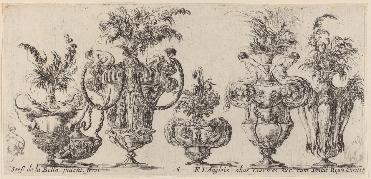 Fantastyczne Wazy, prawdopodobnie 1646. autorstwa Stefano della Bella