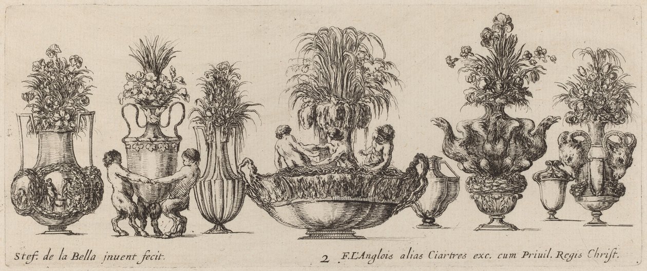 Fantastyczne wazy, prawdopodobnie 1646. autorstwa Stefano della Bella