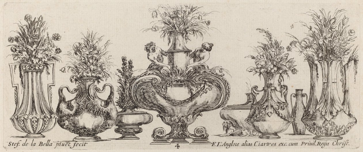 Fantastyczne wazy, prawdopodobnie 1646. autorstwa Stefano della Bella