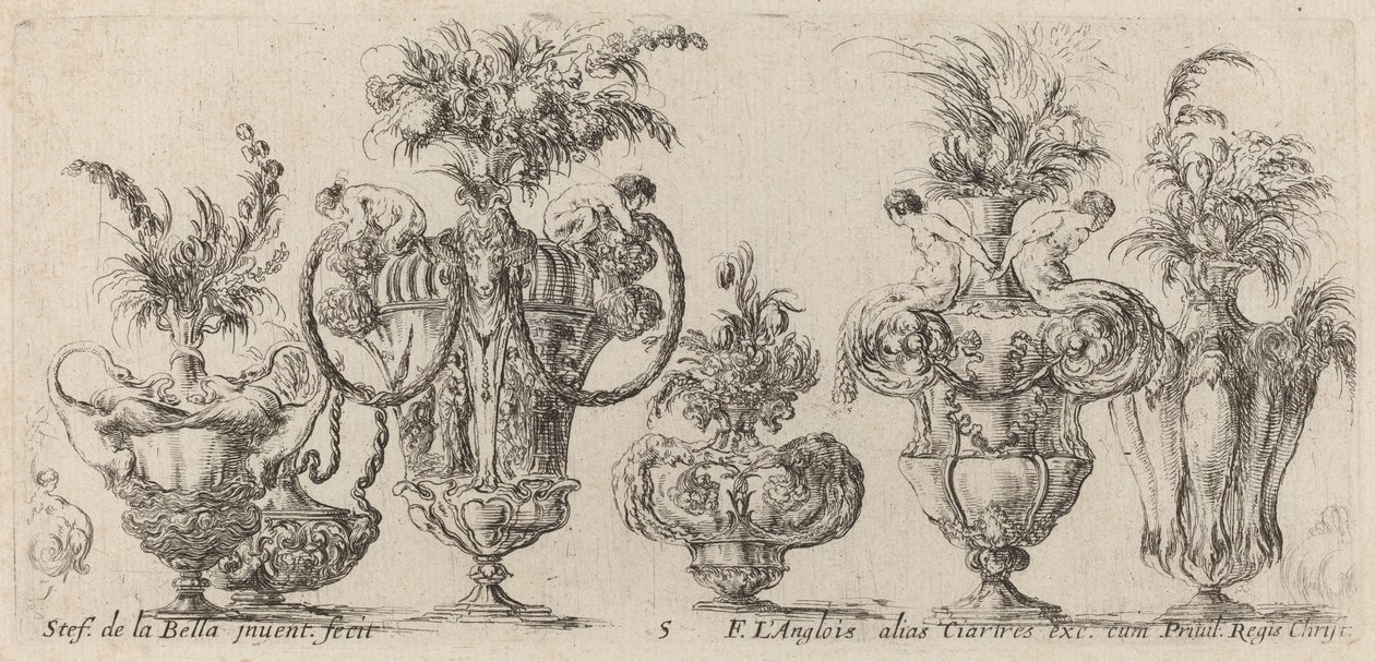 Fantastyczne wazy, prawdopodobnie 1646. autorstwa Stefano della Bella