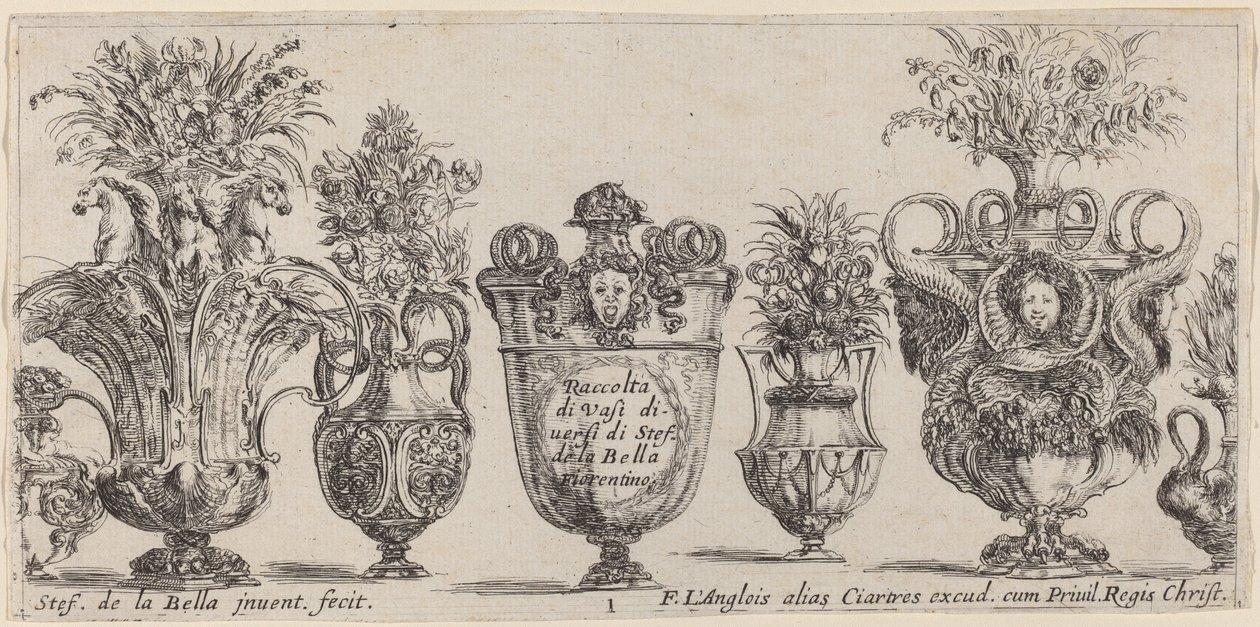 Fantastyczne Wazy, prawdopodobnie 1646. autorstwa Stefano della Bella