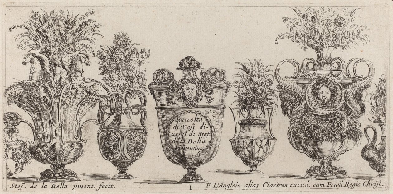 Fantastyczne wazy, prawdopodobnie 1646. autorstwa Stefano della Bella