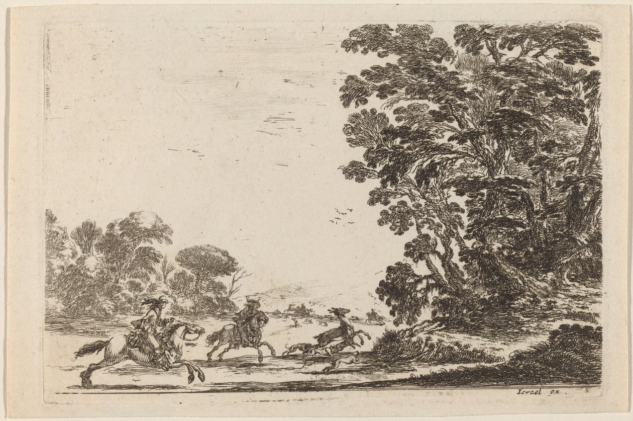 Las z polowaniem na jelenie, 1642. autorstwa Stefano della Bella