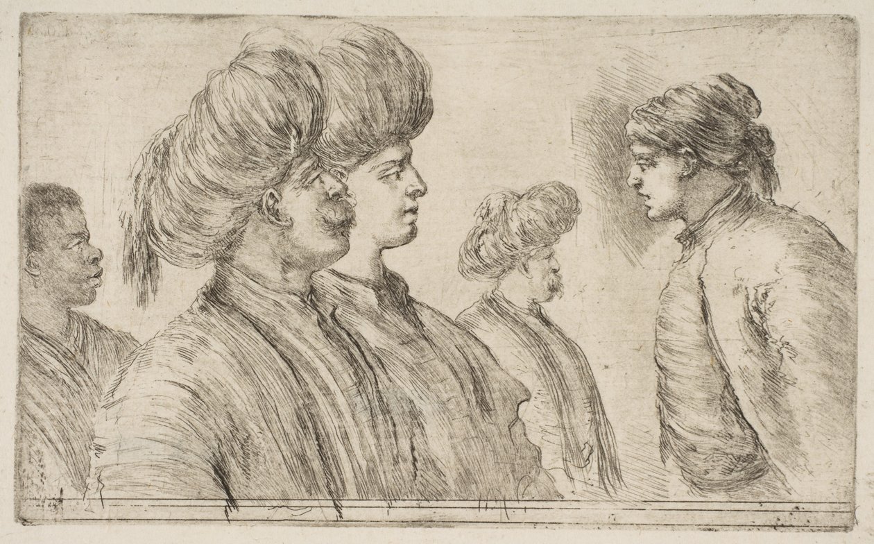 Czterech Turków i Murzyn, ca. 1662. autorstwa Stefano della Bella