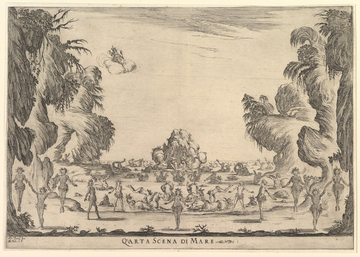 Czwarta scena, morze, z Wesela bogów Le nozze degli Dei, 1637. autorstwa Stefano della Bella