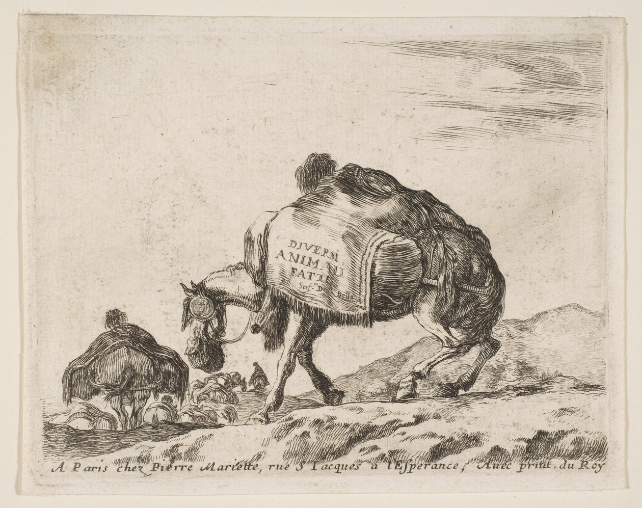Frontyspis dla różnych zwierząt: Pack Horse, ca. 1641. autorstwa Stefano della Bella