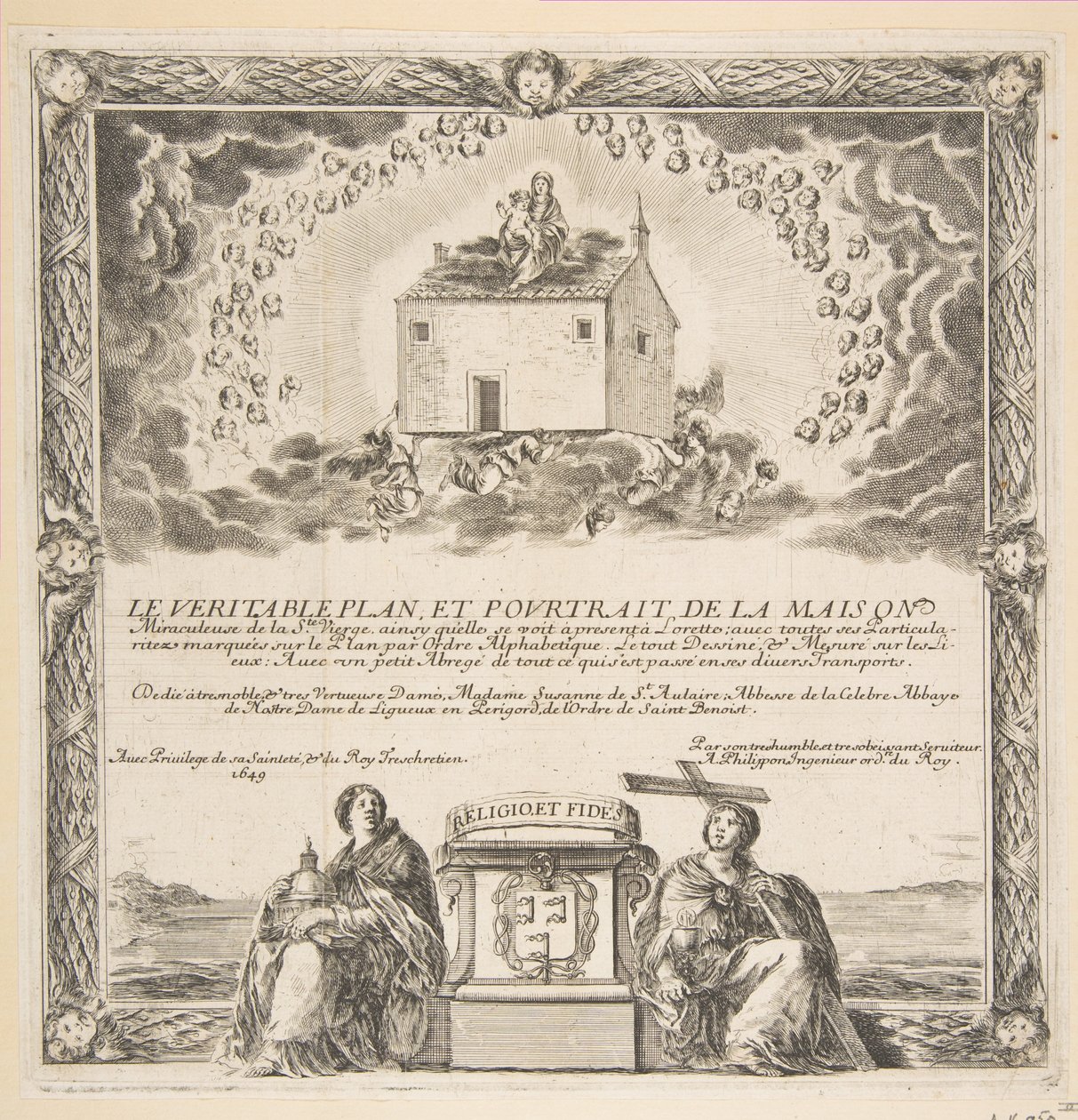 Frontyspis do Prawdziwego planu i Portret domu Ste. Dziewica, 1649. autorstwa Stefano della Bella