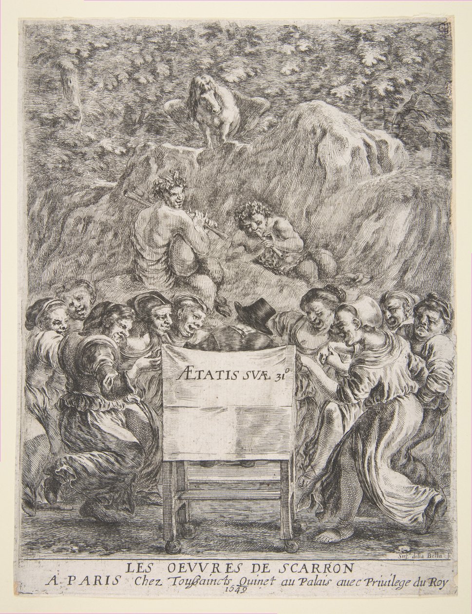 Frontyspis do Les Oeuvres de Scarron, 1649. autorstwa Stefano della Bella