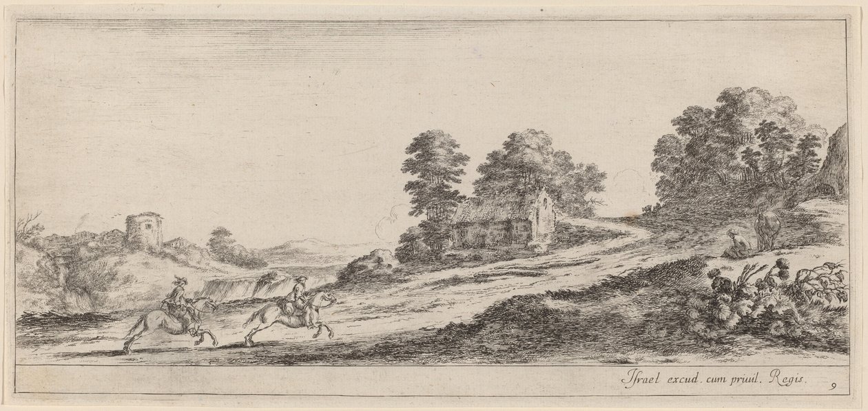 Galopujący jeźdźcy w roku 1647 lub wcześniej. autorstwa Stefano della Bella