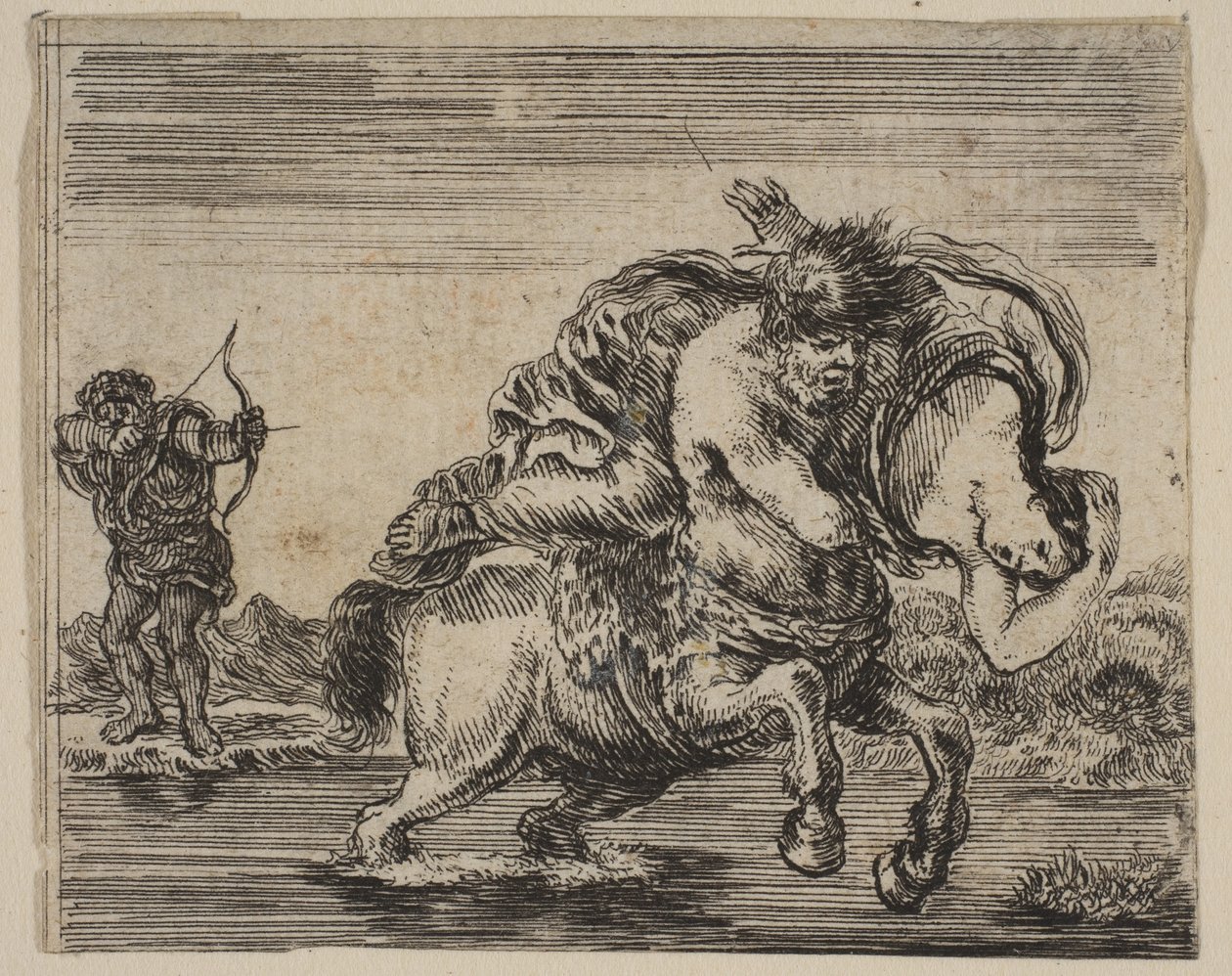 Herkules i Deianira z Game of Mythology Jeu de la Mythologie, 1644. autorstwa Stefano della Bella