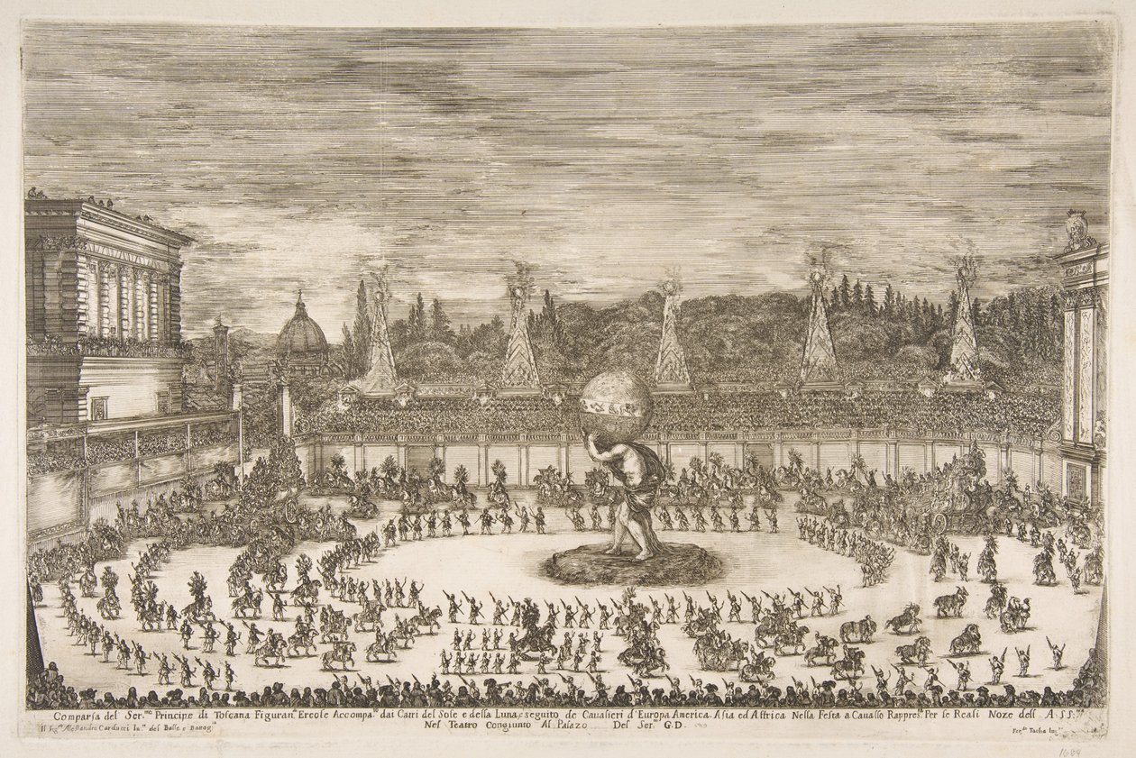 Świętujący świat: wejście Cosimo III de Medici, 1661. autorstwa Stefano della Bella