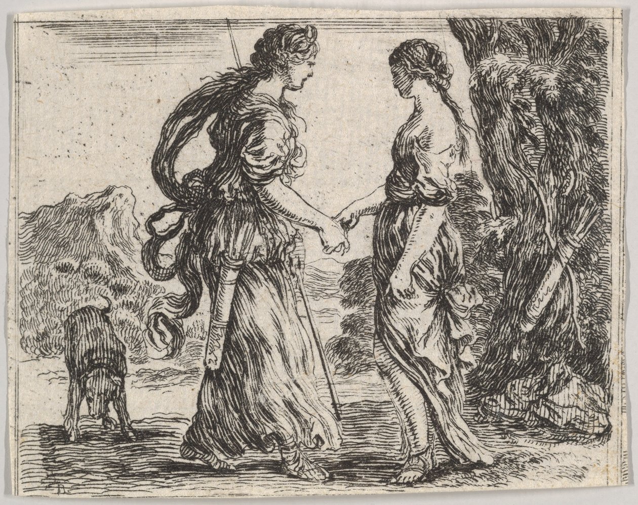 Jupiter i Calisto, z Game of Mythology Jeu de la Mythologie, 1644. autorstwa Stefano della Bella