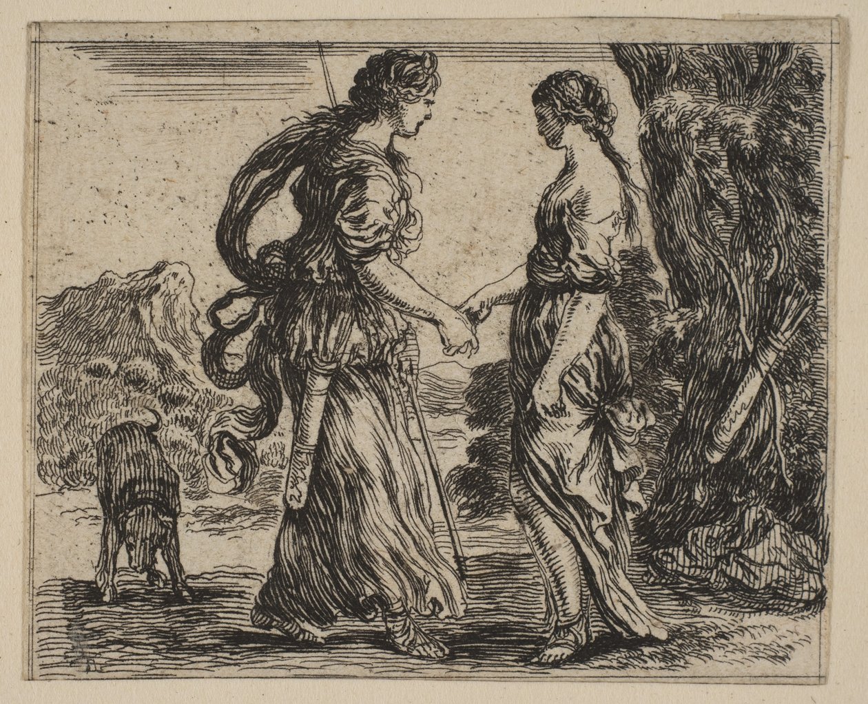 Jowisz i Kallisto z Game of Mythology Jeu de la Mythologie, 1644. autorstwa Stefano della Bella
