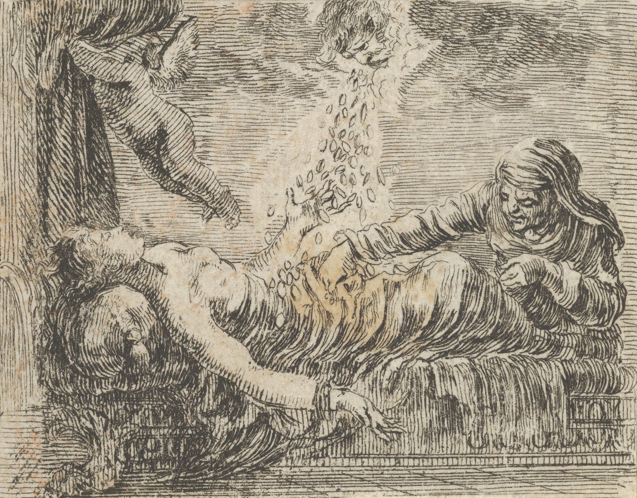 Jupiter i Danae z „Gry w mitologię” Jeu de la Mythologie, 1644. autorstwa Stefano della Bella