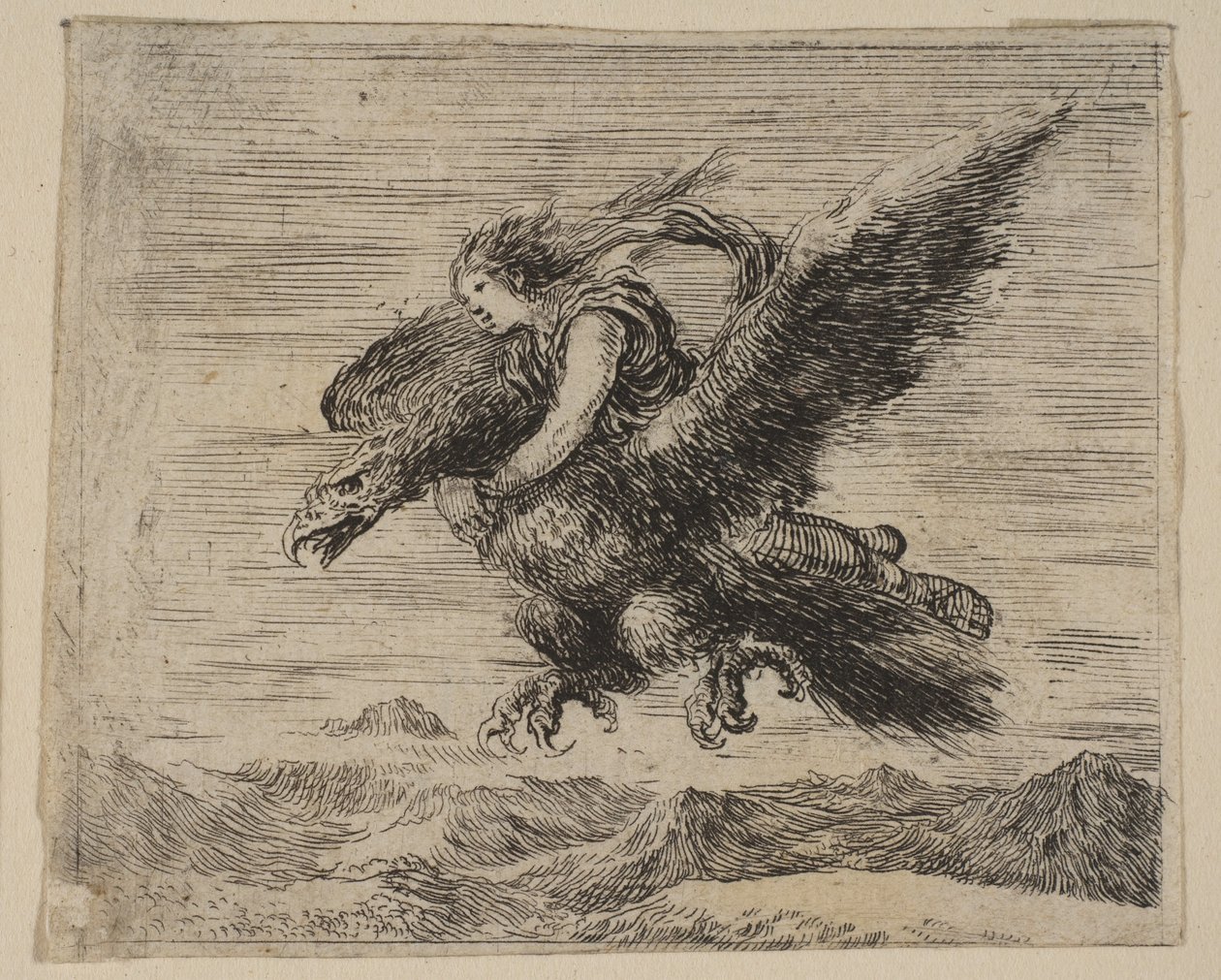 Jupiter i Ganimedes, z Game of Mythology Jeu de la Mythologie, 1644. autorstwa Stefano della Bella